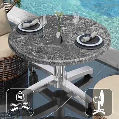 Produktbild von WBO | Jamaika Loungetisch | Ø:H 70 x 40 cm | Felsen / Aluminium | Klappbar | Zusatzgewicht | Bistro Loungetisch Gastro Tisch