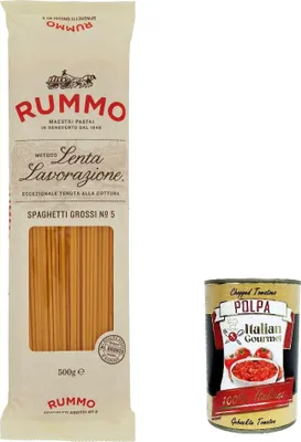 Produktbild von 10x Rummo Spaghetti grossi N. 5 Hartweizengrieß Pasta Italienische Nudeln 500g Packung + Italian Gourmet Polpa di Pomodoro 400g Dose