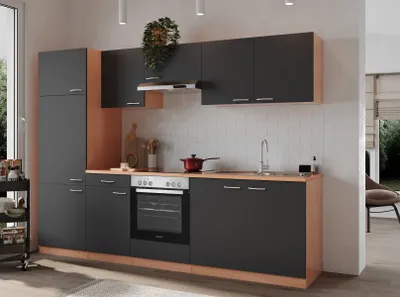 Produktbild von Küche Küchenzeile Küchenblock Einbauküche Buche Grau Gerda 270 cm Respekta