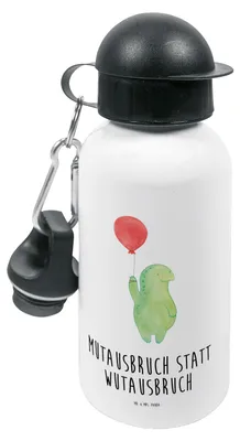 Produktbild von Mr. & Mrs. Panda Trinkflasche Schildkröte Luftballon - Weiß - Geschenk, Motivationsspruch, Sportflasche, Getränkeflasche, Schildkröten, Kinder, Wasserflasche