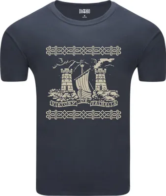 Produktbild von Diarbo Herren T-Shirt mit Wikinger Druck Sieg oder Walhalla Dunkelgrau Gr.XL