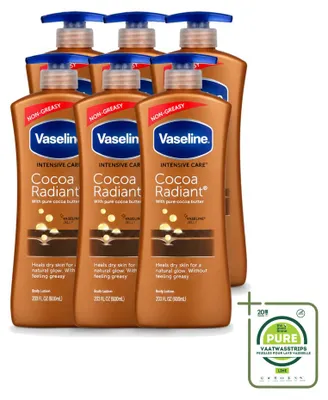 Immagine prodotto di 6 flaconi di crema corpo illuminante al cacao Vaseline - Nutriente intensamente - 600 ml - Confezione grande - 6 pezzi