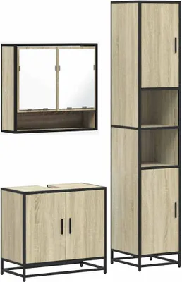 Produktbild von 3-tlg. Badmöbel-Set Sonoma-Eiche Holzwerkstoff