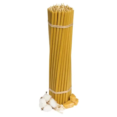 Produktbild von Kirchliche Bienenwachskerzen „Honig“ Nr. 30 – 50 Stück – 29,5 cm lang, Ø 9,6 mm, 150 Min Brenndauer – Naturfarbe – Kerzen aus 100 % Bienenwachs