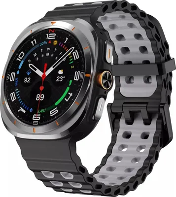 Produktbild von Strap-it Sport Silikon Wave Armband - passend für die Samsung Galaxy Watch Ultra / Ultra 2025 (schwarz/grau)