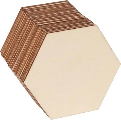 Produktbild von Famanu Holzsechsecke - Dekorativ und vielseitig - 25 Stück - Naturholz - 10 cm