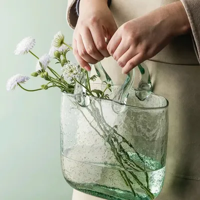 Produktbild von 360Home Glas Blumenvase Handtasche geformt klar Vase Aquarium