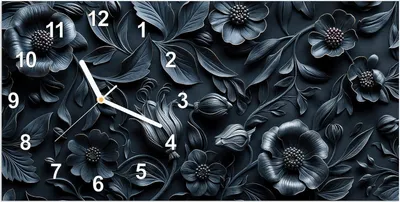 Produktbild von Wanduhr aus Glas mit Motiv Florales Muster- 60 x 30 cm - inkl. Aufhängesystem