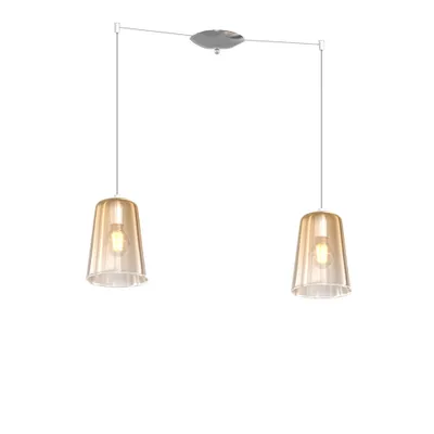 Produktbild von Zeitgenössische Aufhängung schattiert Metall Chrom Bernstein Glas 2 Lichter E27