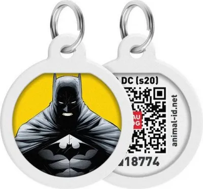 Zdjęcie produktu dla Identyfikator zwierzaka dla psa kota z paszportem QR Globalny system wyszukiwania zagubionych zwierząt Cyfrowy identyfikator psa Batman Żółty