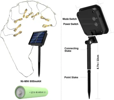 Obrázek produktu pro Solární osvětlení slunečníku s dálkovým ovládáním 104 LED 8 režimů Fairy Lights Světlo deštníku pro venkovní a vnitřní terasy Dekorativní