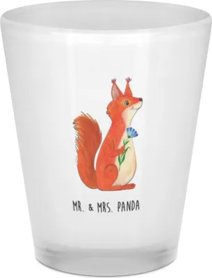 Produktbild von Mr. & Mrs. Panda Schnapsglas Eichhörnchen Blume - Transparent - Geschenk, Motivation Sprüche, Lachen, Shot Glas, Pinnchen, glücklich Spruch, Eichhorn, Spaß, Gläschen