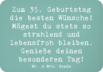 Produktbild von Mr. & Mrs. Panda magnet Spruch 35. Geburtstag Glückwünsche - Meeresbrise - Geschenk, glückliche Erinnerungen, Geschenke, zettelhalter, Kühlschrankmagnet, Happy Birthday