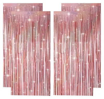Lametta-Vorhang Roségold, 4 Stück, 1x2 m, Glitter-Deko