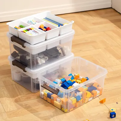 Produktbild von Kunststof Opbergbehälter 16 l mit 6 x 1,6 l Behältern kleine verstärkte Behälter für Werkzeug, Basteln, Lego, Farbkleber
