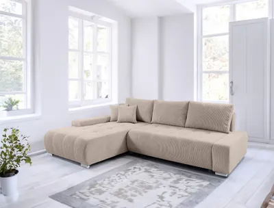 Produktbild von Ecksofa Sofa mit Schlaffunktion VOGAR Stoff Poso Beige Ottomane Links