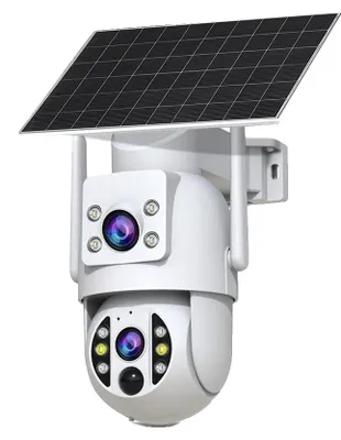 Image de Caméra de sécurité solaire sans fil, vision nocturne en couleur, audio bidirectionnel, 6MP, sans carte mémoire