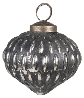 Image de Clayre & Eef Boule de Noël Ø 7 cm Noir Argenté Verre