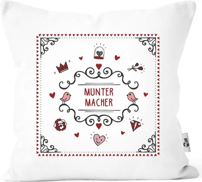 Produktbild von Kissenbezug Geschenk mit Botschaft Weihnachten Geburtstag Muttertag Dankeschön Präsent Kissenhülle Baumwolle Moonworks® Muntermacher weiß unisize