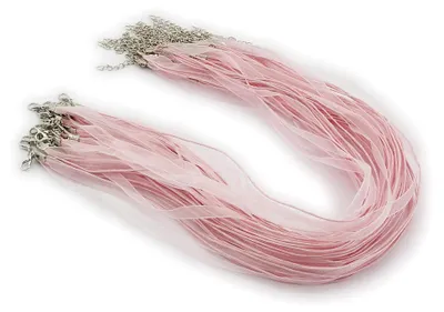 Produktbild von 10 x Halskette - Farbe: Rosa - Organzaband mit Wax Cord Schleifenband