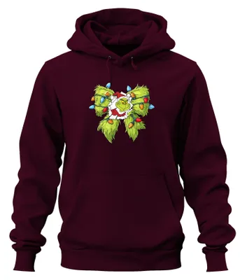 Immagine prodotto di Grinch Christmas Cheeky Funny Fairy Lights Breakthrough Gift Felpa con cappuccio Unisex, Borgogna, M