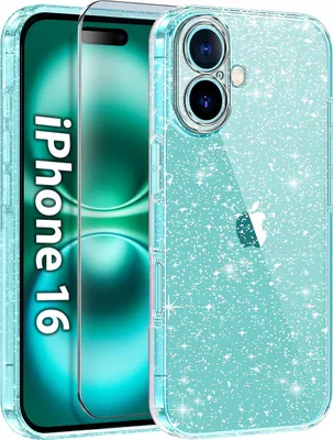 Produktbild von iPhone 16 Hülle SILIKON GLITTER clear CASE + SCHUTZGlas 9H