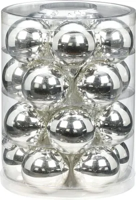 Produktbild von Weihnachtskugeln Glas 6cm, 20 Stück, Farbe:silber glanz