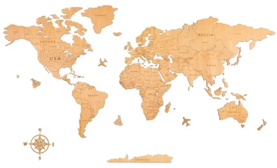 Imagen del producto de Decoración mural de mapa mundial, madera, 200 x 114 cm, ideal para oficinas y salones