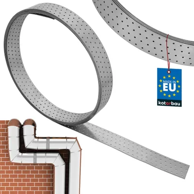 Obrázek produktu pro KOTARBAU® Děrovaná páska, kovová montážní páska, 80 x 2 mm, délka: 10 m, montážní páska, profesionální děrovaná páska z pozinkované oceli pro upevnění kabelů, trubek a potrubí