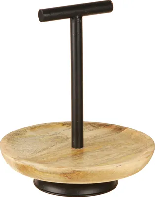 Produktbild von Etagere Metall Holz Schwarz Dekotablett 24cm