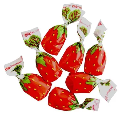 Produktbild von Edel Vollmilch Erdbeere Bonbons mit Fruchtmark einzeln gewickelt 100g