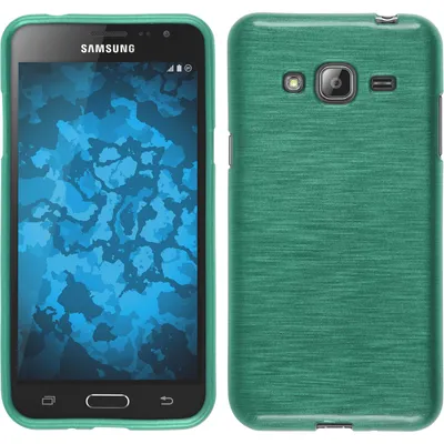 Produktbild von PhoneNatic Case kompatibel mit Samsung Galaxy J3 - blau Silikon Hülle brushed + 2 Schutzfolien