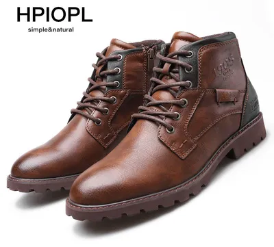 Produktbild von Spot Großhandel 2022 Herbst und Winter neue Herren Martin Stiefel im britischen Stil Werkzeuge Motorradstiefel Herrenschuhe High-Top-Schuhe Gezeitenschuhe braun 41