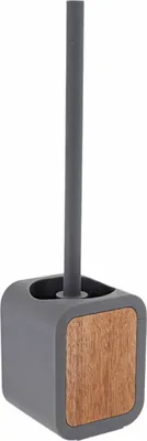 Image de TENDANCE | Brosse WC - Brosse de toilettes - Brosse WC - 10 x 10 x 39 cm - gris brun - pour salle de bains