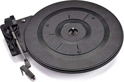 Zdjęcie produktu dla 28-centymetrowy gramofon vintage z winylowymi płytami LP, wykonany z drewna, czarny, 28 cm