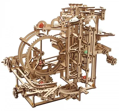 Image de Puzzle 3D, Parcours de billes à treuil en escalier, Ugears, bois, 355 pièces