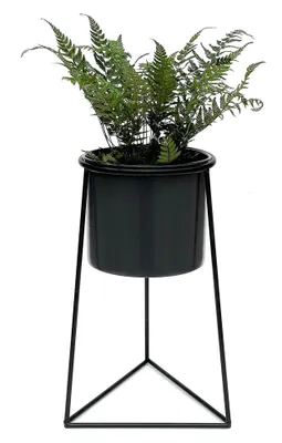 Produktbild von Blumenhocker mit Topf Metall Schwarz 45 cm Blumenständer Blumensäule Pflanzenständer