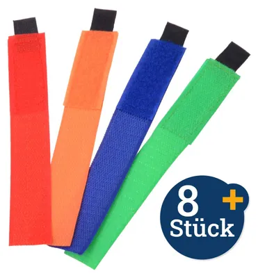 Produktbild von Kabel Klettbänder 8-teilig 18cm Länge verschiedene Farben Werkzeug Elektronik Kabelbinder Filmer 20840