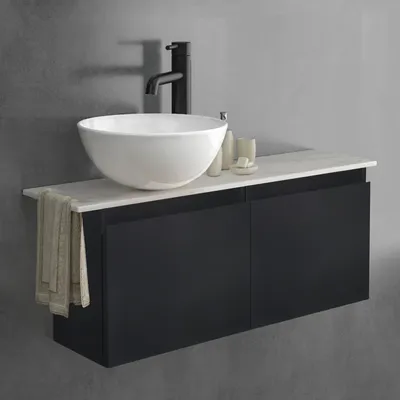 Produktbild von Alpenberger Badmöbel-Set Waschtisch mit Unterschrank & Keramikplatte 55-100 cm, Nano-Becken