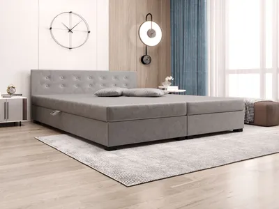 Obrázek produktu pro Manželská postel s úložným prostorem 180x200 ROSIE 11 - světle šedá