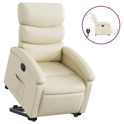 Image de vidaXL Fauteuil relax avec releveur électrique Crème similicuir