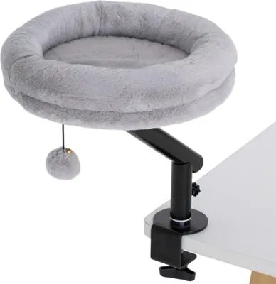 Obrázek produktu pro Kočičí lůžko na stůl, kočičí lůžko na stůl s otočením o 360°, nastavitelnou výškou a odnímatelným ležákem, pro kočky do 6 kg