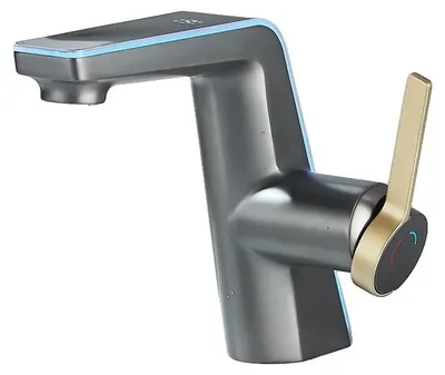 Immagine prodotto di Miscelatore per lavabo, controllo digitale a LED, due modalità di erogazione, colore grigio gunmetal