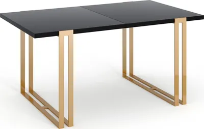 Produktbild von Ausziehbarer Rechteckiger Esstisch im Loft-Stil - Großer Industrietisch mit Goldenen Metallbeinen, 120 bis 220 cm - Platzsparender Konferenztisch für Wohnzimmer und Büro - Schwarz