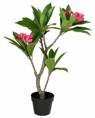 Image de HOWHOMELY | Plante décorative - Plante artificielle - rose - verte - 90 cm - Plantes en pot - pour la maison - le jardin