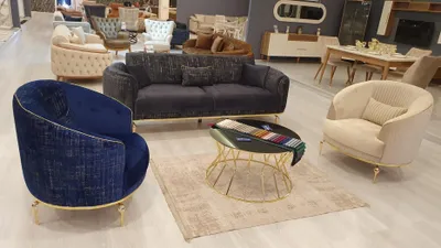 Produktbild von Luxus Sofa 3 Sitzer Wohnzimmer Blau Modernes Sofa Dreisitzer Möbel