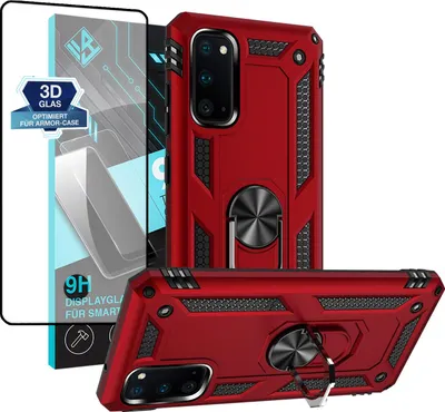 Produktbild von Armor Outdoor Handyhülle für Samsung Galaxy S20 Handy Panzer Case Schutzhülle mit 9H Displayglas Displayschutz Farbe: Rot