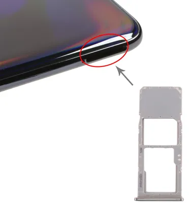 Obrázek produktu pro Držák SIM karet pro Samsung Galaxy A70, stříbrný, zásobník karet, Micro SD, náhradní díl