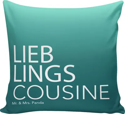 Produktbild von Mr. & Mrs. Panda Sofa Kissen Cousine - Aquarellblau - Geschenk, bedruckt, Verwandtschaft, Kousine, Familie, Deko, Spruch, Geschenkidee, für, Zierkissen, Cousinchen