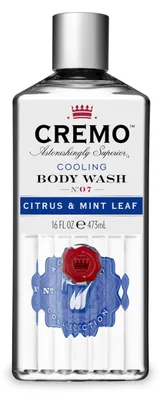 Zdjęcie produktu dla CREMO – Chłodzący płyn do mycia ciała dla mężczyzn | Odświeżający żel pod prysznic o zapachu cytrusów i liści mięty | 473 ml